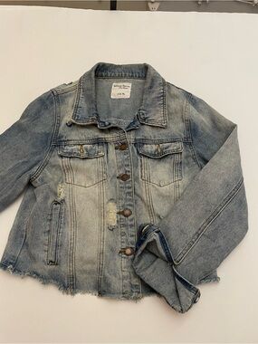 💥🩵 Salvaje Denim Distressed Oversized Jean Jacket XL